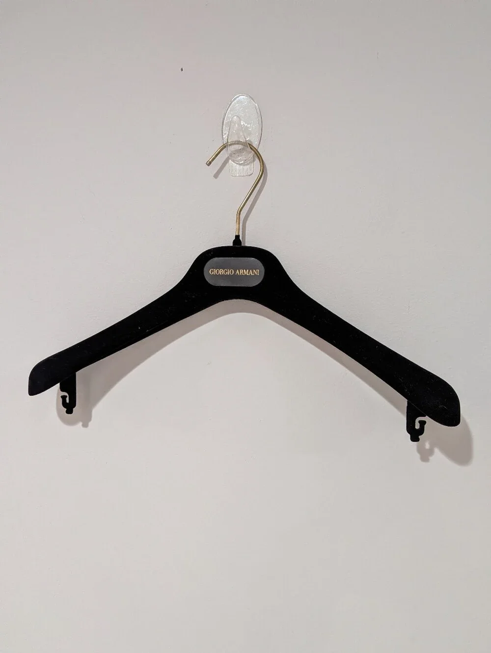 Giorgio Armani Black Velvet Hangers Set of 9 Gold Logo